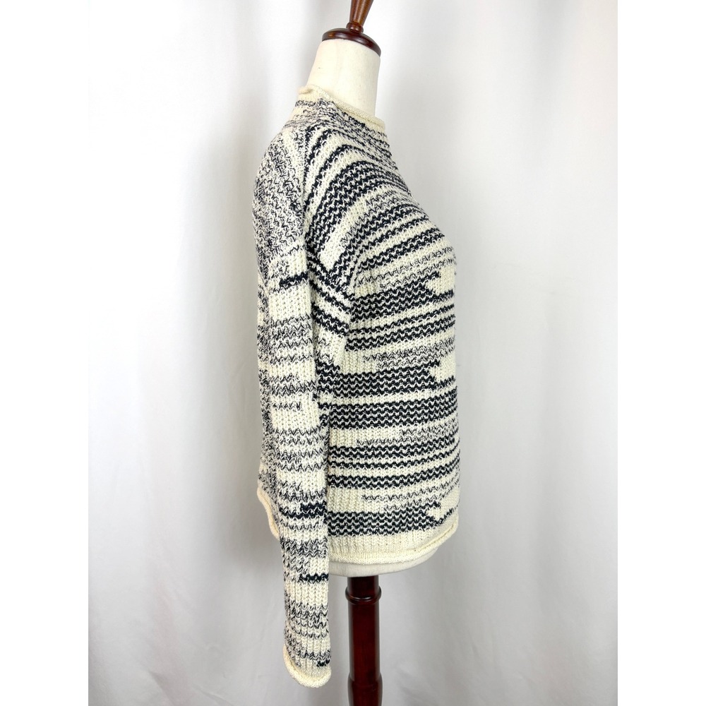 Garnet Hill Artemis Organic Cotton Roll Neck Rollneck Space Dye Coastal Sweater - Picture 4 of 9